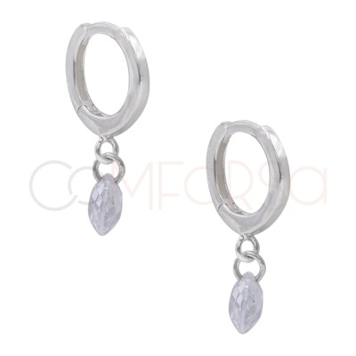 Orecchini a cerchio 12 mm con zirconia fluttuante cristallo argento 925