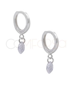 Orecchini a cerchio 12 mm con zirconia fluttuante cristallo argento 925