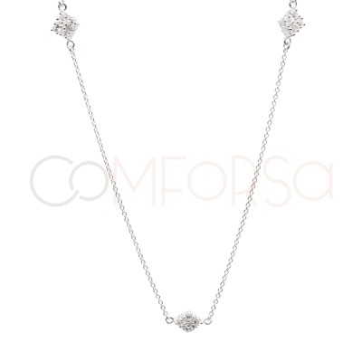 Collana a 3 losanghe con zirconie cristallo 40 + 6 cm argento 925