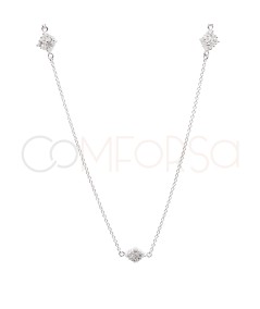 Collana a 3 losanghe con zirconie cristallo 40 + 6 cm argento 925