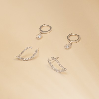 Orecchini a cerchio 12 mm con zirconia fluttuante cristallo argento 925