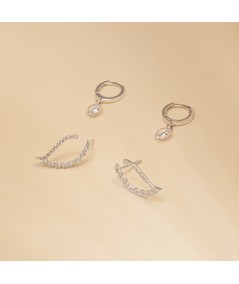 Orecchini a cerchio 12 mm con zirconia fluttuante cristallo argento 925