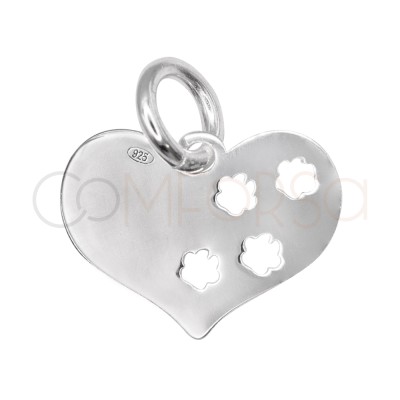 Ciondolo cuore con minitracce 12 x 9 mm argento 925