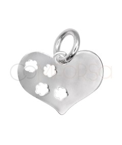 Ciondolo cuore con minitracce 12 x 9 mm argento 925