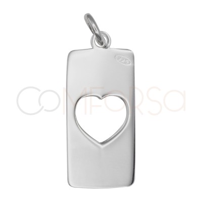 Ciondolo piastrina con cuore traforato e freccia 9 x 21 mm argento 925