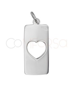 Ciondolo piastrina con cuore traforato e freccia 9 x 21 mm argento 925