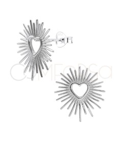 Orecchini cuore con raggi 16 mm argento 925