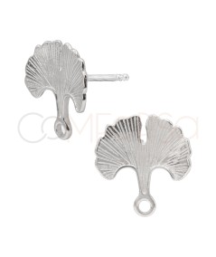 Orecchini foglia di Ginkgo Biloba con anellino 14 x 15,4 mm argento 925