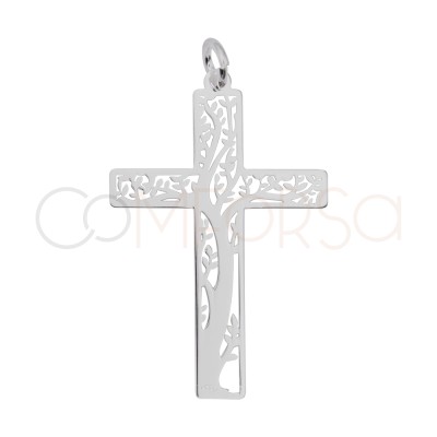 Ciondolo Croce dell'Albero della vita 20 x 30 mm argento 925 placcato oro