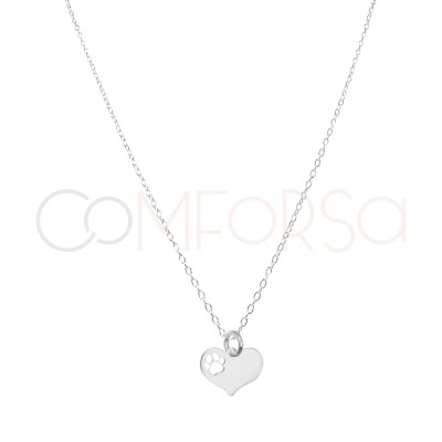 Collana cuore con traccia traforata argento 925