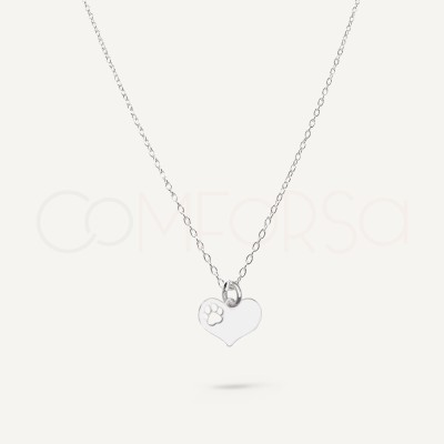 Collana cuore con traccia traforata argento 925