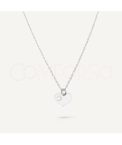 Collana cuore con traccia traforata argento 925