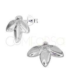 Orecchini mezzo fiore 15 x 10 mm argento 925