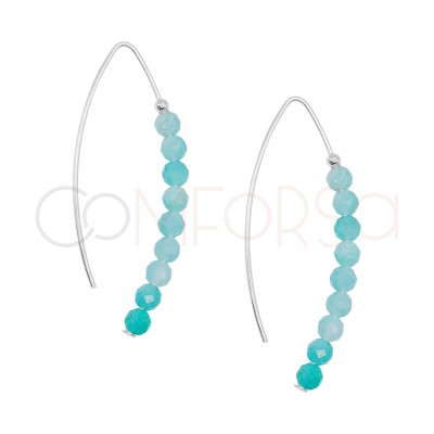 Orecchini filato pietra Azzurre 13 x 40 mm