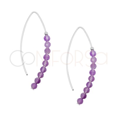 Orecchini filato pietra Ametista 13 x 40 mm