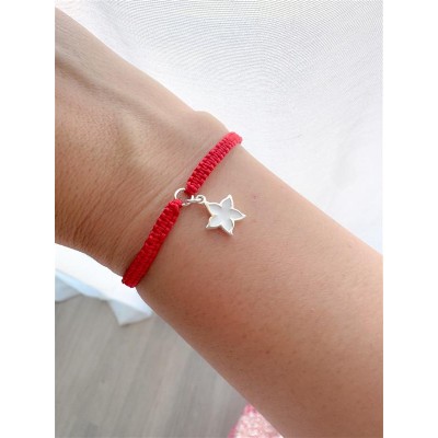 Pulsera macramé roja con entrepieza 5 mm