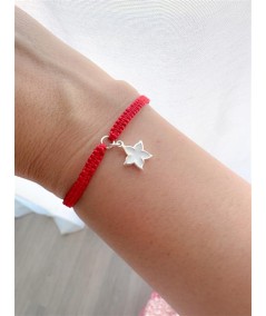 Pulsera macramé roja con entrepieza 5 mm