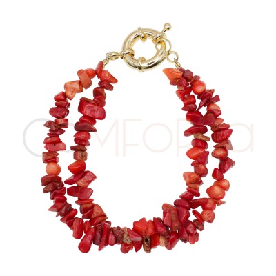 Pulsera doble coral rojo...