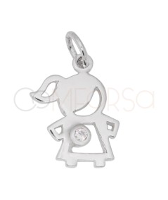 Ciondolo bambina con zircone 11 x 15 mm argento 925 placcato oro