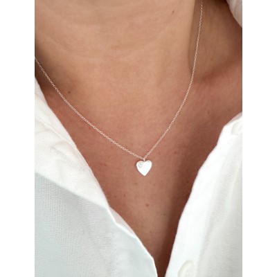 Collana con cuore e zircone 45 cm argento 925
